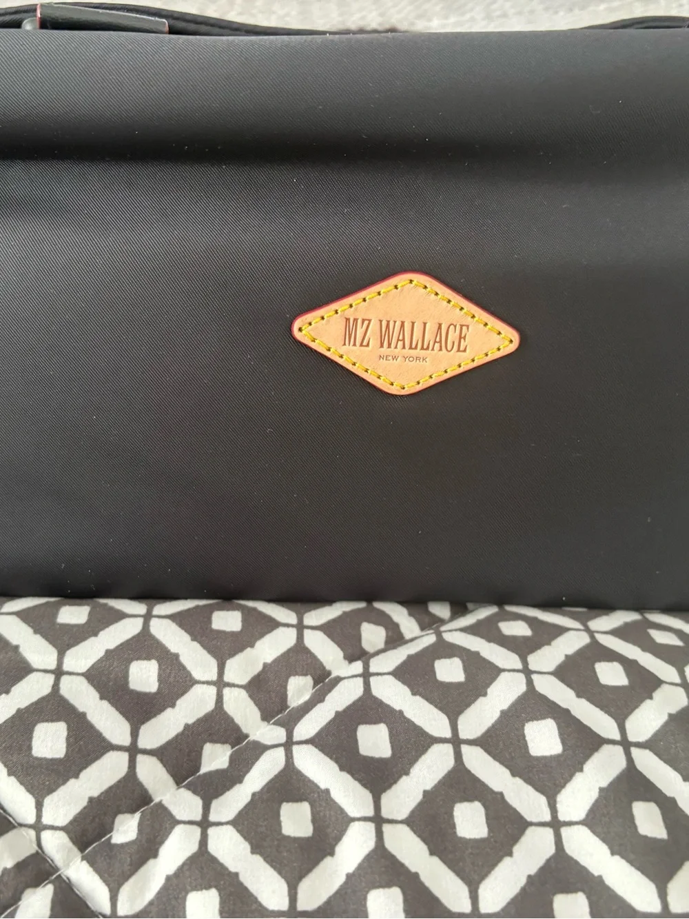 MZ Wallace Black Messenger Bag with Red Trim